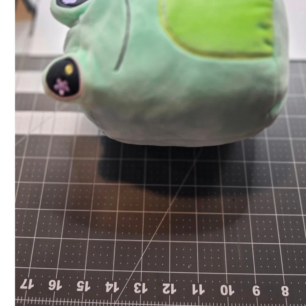 Aurora Plush Frog Mint Green Flower Eyes Squishy Stuffed Animal 6in W x 7in L